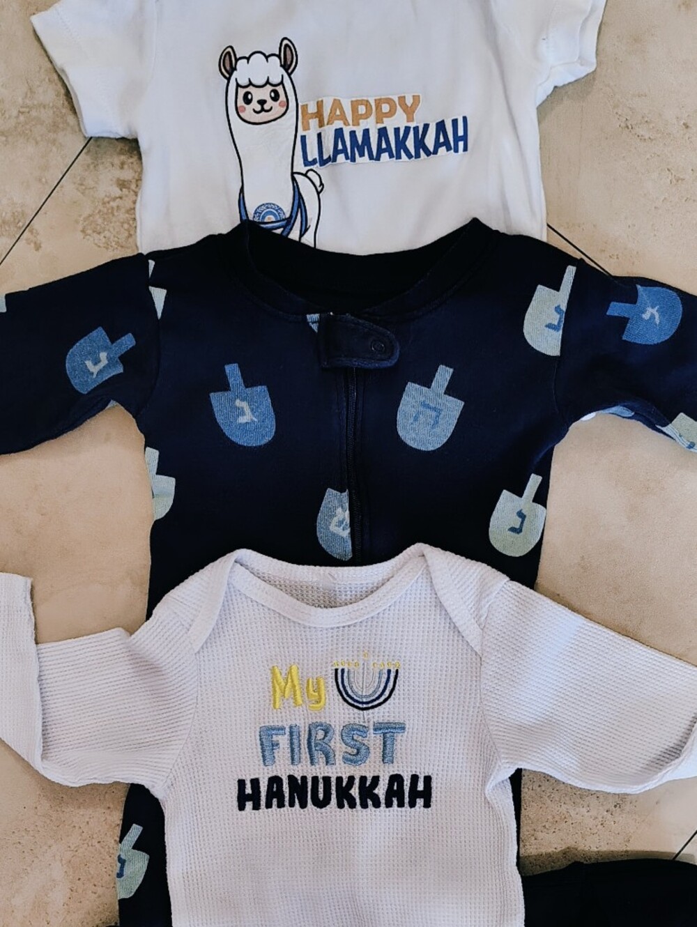 Hanukkah Baby Bundle - Dreidel Sleeper, Onesie, Tee Sz 3-9 Mo  Monica + Andy